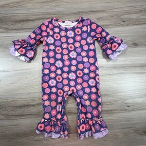 Pete Lucy‎ Baby Girls Floral Ruffle Romper Jumpsuit Pink Purple Navy Blue 9 12M